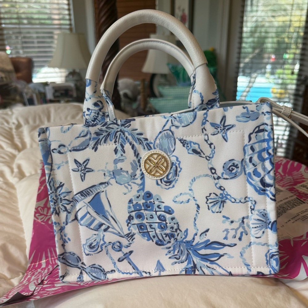 Lilly Pulitzer White and Blue Adair Mini Bag - Picture 2 of 7